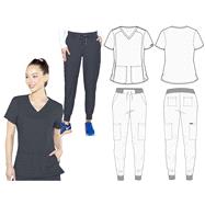 Insight by Med Couture Women's V-Neck Solid Scrub Top & Cargo Jogger Scrub Pant Set XLG (PE-7SET---NAVXLG LOGO c_10353_p9q) 8780000167584