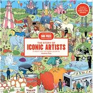 Book cover for The Story of Iconic Artists: a 500 piece art history jigsaw puzzle by Andrew Rae an art history puzzle by Andrew Rae