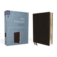 Book cover for NIV, Thinline Bible, Bonded Leather, Black, Red Letter, Comfort Print